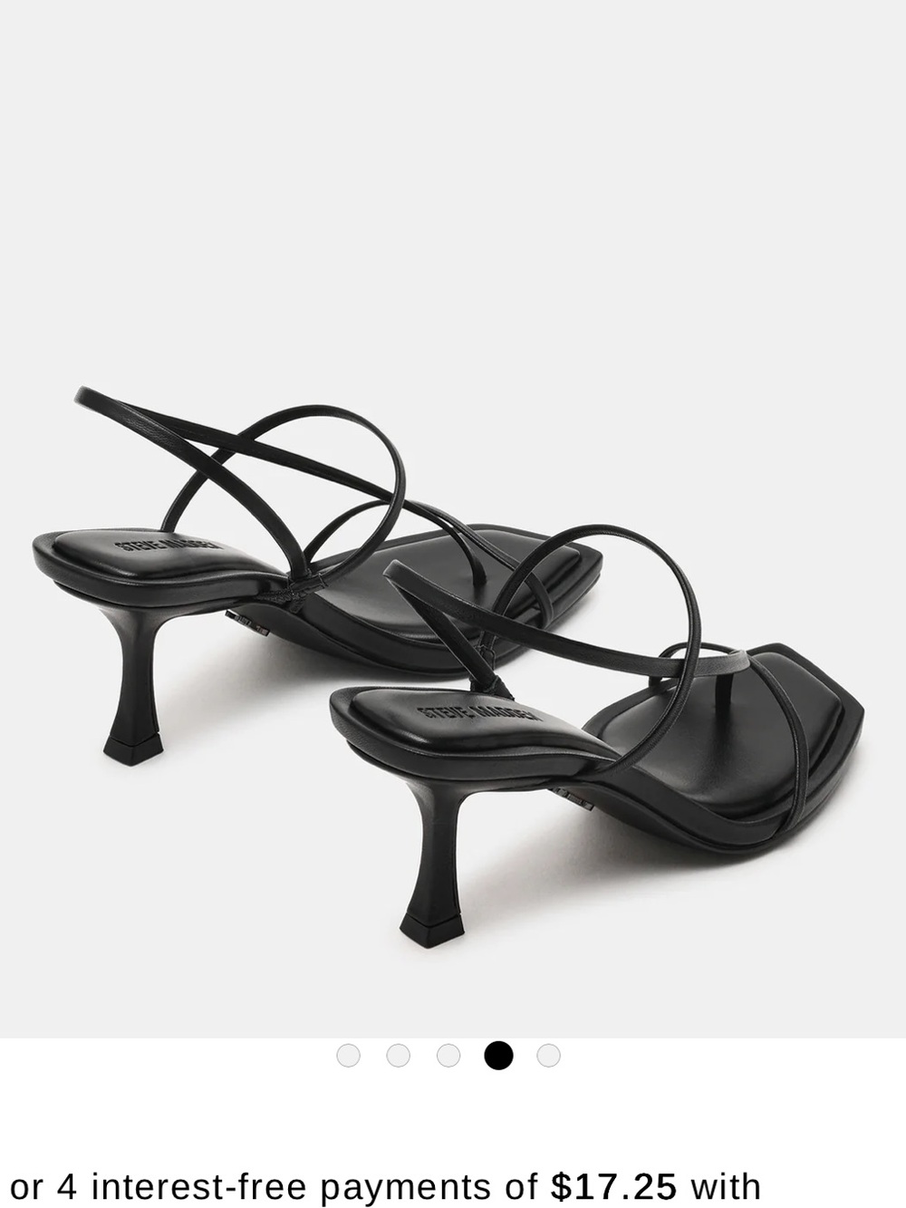 Steve Madden Black Strappy Square-Toe Heels - Picture 3 of 7